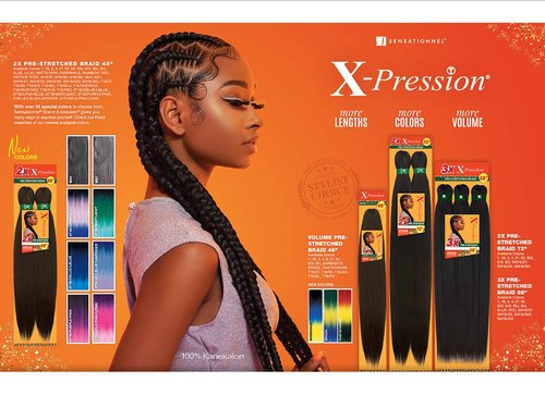 Sensationnal Sensationnel Crochet Braids African Collection 2X X-Pression Pre-Stretched Braid 72 inches (5-pack, 1B)
