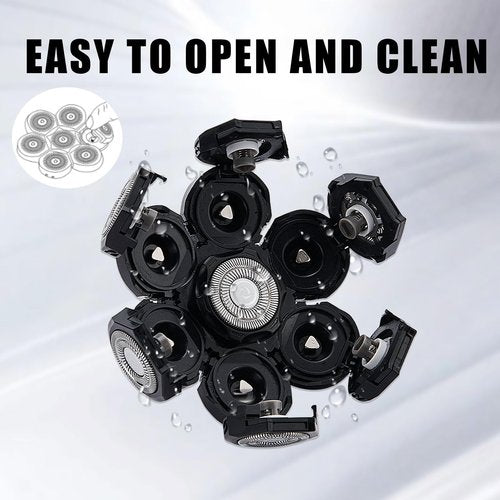 7 Blades Head Shaver Replacement Heads, Universal Fit for Electric Razors, Wet & Dry Use, 7D Floating Design, Stainless Steel Blade Heads, Ideal for Men's Face & Bald Head Shaving (2count)