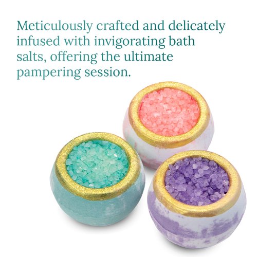 Crystal Bath Bombs Gift Set (6 Pack) – Aromatherapy Bath Bombs with Bath Salts. Lavender, Eucalyptus Mint & Citrus - Relaxation Gifts for Women, Self Care Gifts for Women & Men, Stocking Stuffers