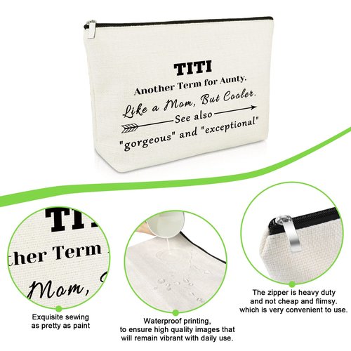 Gevody Aunt Gifts from Niece Nephew Makeup Bag Auntie Gift Appreciation Gifts for Women TiTi Tia Birthday Gifts Cosmetic Bag TiTi Gifts Thank You Gifts Mothers Day Gifts for Her Travel Pouch
