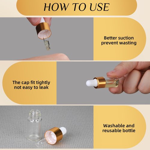 AGZHTYJQ 36pcs 3ml Mini Cuticle Oil Dropper Bottle Serum Travel Container Clear Glass Dropper Bottle For Perfume Cosmetics Liquid Aromatherapy Lab Sample Bottles With 2 Droppers