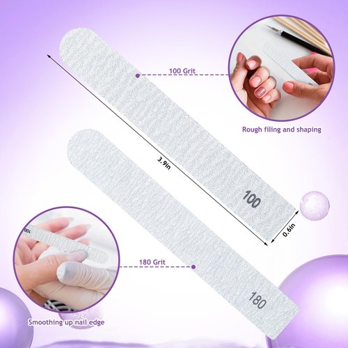 Lanties 200 Pcs Nail Files Replacement Professional Collection O-Files Replaceable Zebra 180 Grit and 100 Grit Emery Boards Manicure Toenails Finger Nail Filer Refills, 3.9'' L x 0.6'' W