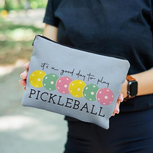 RYYCDOI Pickleball Gifts for Women: Colorful Makeup Bag, It's a Good Day to Play Cosmetic Toiletry Bag, Gifts for Pickleball Lovers (Blue)
