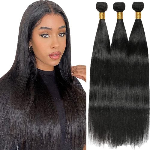 18 20 22 inch Straight Human Hair Bundles Brazilian Straight Bundles Real Unprocessed Virgin Hair Natural Color Human Hair Straight Bundles