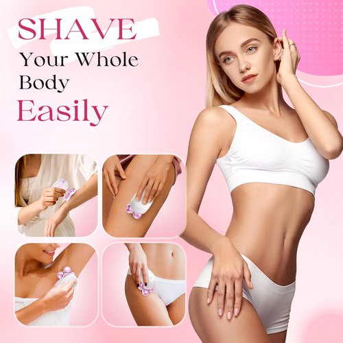 Electric Razors for Women, Rechargeable Rotary Painless Shaver for Legs Bikini Facial Hair Removal, Body Wet/Dry Razor Water Resistant Grooming Kit, Cordless Womens Trimmer for Lady (Light Pink)
