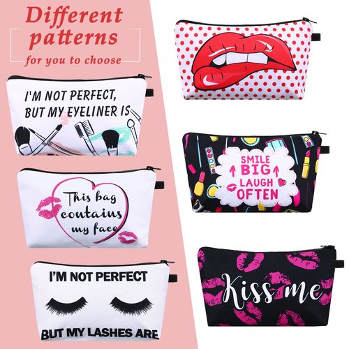 Sanwuta 12 Pieces Cosmetic Makeup Bags Printed Roomy Toiletry Waterproof Beauty Bag Organizer Pouches with Zipper Makeup Accessories for Women(Love Style)