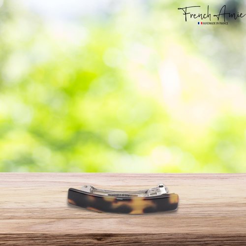 French Amie Bar Mini Set of 6 Celluloid Acetate Onyx Silver Grey Opera Ivory Tokyo White Tokyo Amber Brown Handmade Small Hair Clip Barrette for Women (2.5 inch)