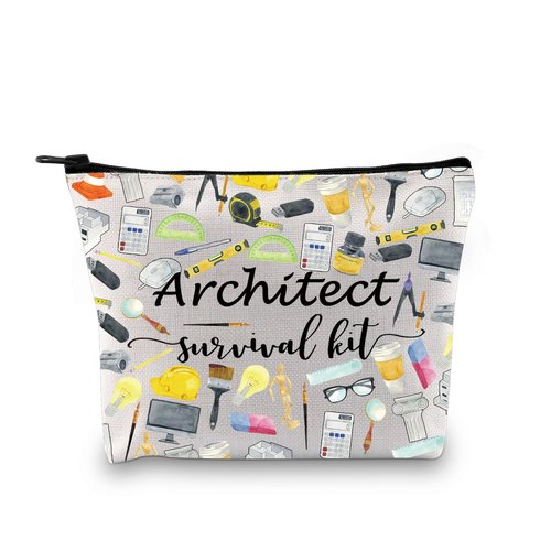 GJTIM Architecture Student Gift Survival Kit Zipper Pouch Makeup Bag for Architects (Survival Architect 2 Bag)