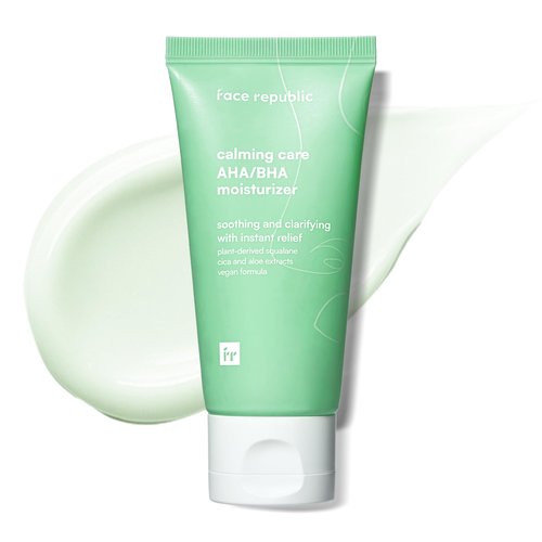Face Republic Calming Care AHA/BHA Moisturizer 50ml 1.69 fl oz | Soothing Gel Cream | Lightweight | Clarifying & Moisturizing | Squalane, Cica, Aloe | For oily, irritated skin | Vegan Korean Skincare