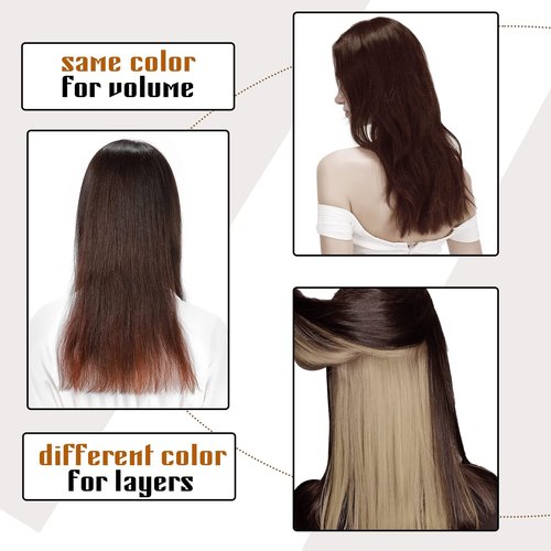 Benehair Clip-in Hair Extensions Real Human Hair Black Straight 3/4 Full Head 5 Clips 18 Inch One Piece for Women with Thinning Hair #1B Natural Black