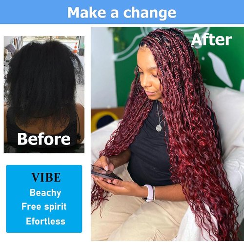 Burgundy Human Braiding Hair 18 Inch 100 g 2 Bundle Deep Water Wave Bulk Human Hair for Braiding Curly Human Hair for Boho Braids Wet and Wavy Human Hair Extensions No Weft Micro Braiding Hair
