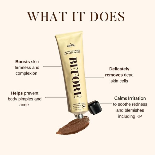edandi BEFORE Whiskey Cacao Body Scrub, Dry Skin Exfoliator with Nourishing Oils, Gently Removes Dead Skin, Softens & Smooths, 5.07 oz