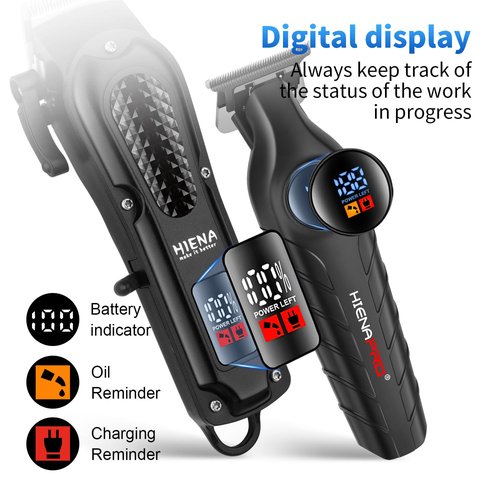 HIENA PRO Professional Cordless Hair Clippers for Men, Beard Trimmer & Elecatric Shaver & Nose Hair Trimmer Set, Rechargeable Barber Hair Cutting Grooming Kit