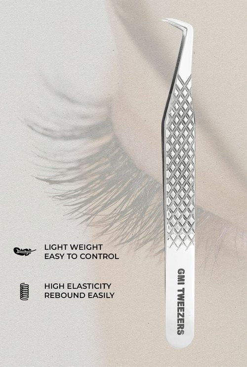 GMI Lash Tweezers - Set of 5 Eyelash Tweezers - Stainless Steel Eyelash Extension Tweezers - Multipurpose Lash Tweezers for Eyelash Extensions for Individual., T1122