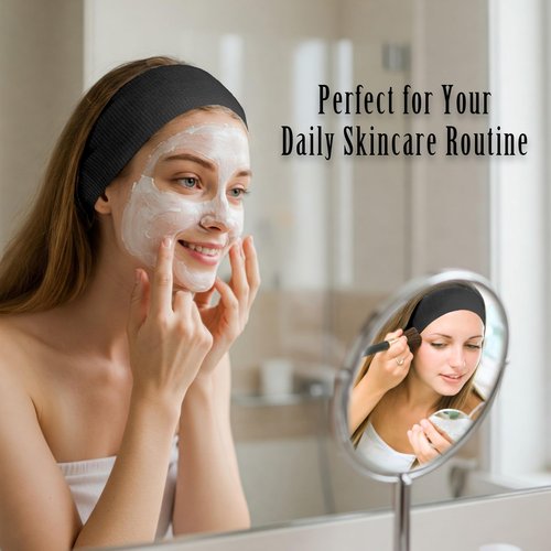 Appearus Professional Disposable Headbands with Single Snap Tab - 100 Pack Individually Wrapped Spa Headbands for Estheticians, Makeup Artists & Salon Professionals, Black