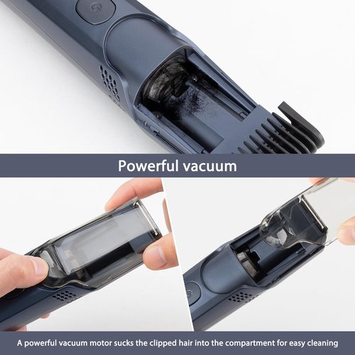 Vacuum Beard Trimmer for Men with 20 Length and Styles Adjustable, Built-in Vacuum Trimmer for Mustache, Sideburns, Facial Hair, Rechargeable Mustache Trimmer