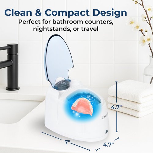Ultrasonic Denture & Retainer Cleaner – 42 kHz Deep Clean, 200 ml Tank, 5-Min Timer – for Dentures, Aligners, Night Guards, Mouth Guards – Compact Non-Removable Tank Design – iSonic F3900