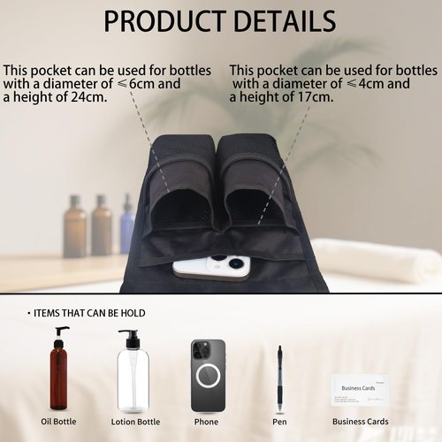 Merleu Massage Bottle Holster with Multiple Pockets Design,Machine Washable Massage Lotion Holster with Air Mesh,Heavy Duty Adjustable Strap and Durable Massage Oil Holster，for Massage Therapist