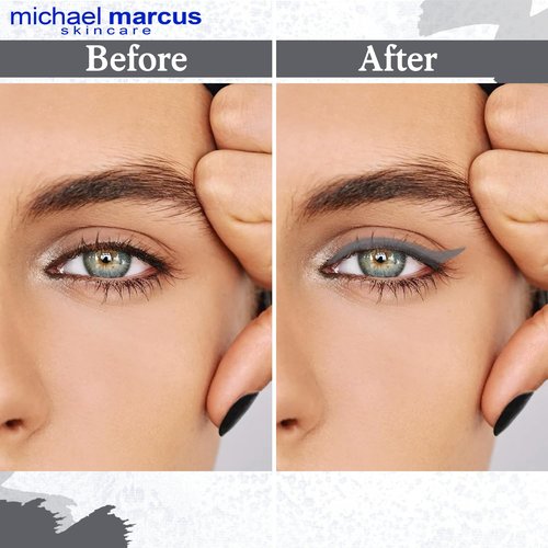 michael marcus Makeup Cake Eye Liner & Eyeliner Brush (Trashy) - Water Activated Dry Pressed, Long-Lasting & Smudge Resistant Eyeliner - Cruelty & Paraben Free - For Beginner & Pro Makeup Artist