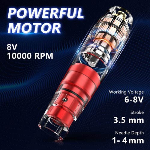Wormhole Tattoo Machine Kit Rotary with Power Supply 20 Cartridge Needles 20 Tattoo Ink 40 Tattoo Ink Caps Complete Tattoo Practice Pen Kit for Beginners and Tattooists WTK105