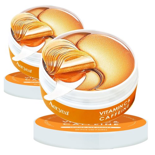 Aeryea Under Eye Patches with Vitamin C & Caffeine 30 Pairs for Dark Circles, Fine Lines and Puffiness, with Niacinamide Hydra-Gel Collagen, Skin Care for Men & Women - 2 PACK