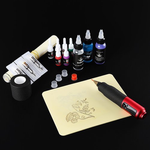Tattoo Practice Skin with Transfer Paper 124Pcs Complete Tattoo Practice Skins Kit with 6Pcs 3mm Fake Skin 30Pcs Transfer Papers 4OZ Transfer Gel for Beginners Tattooing Supplies (124pcs)