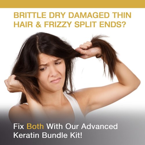 Vitamins Keratin Hair Treatment Kit - Deep Conditioner Mask and Weightless Anti-Frizz Serum for Dry, Damaged, Color-Treated Fine Hair