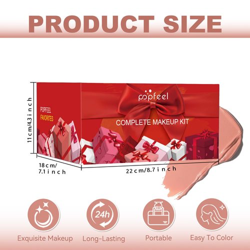 All-in-one Holiday Make up Gift Sets | Makeup Kit for Women Full Kit Teen Girls Xmas Beauty Essential Beginner Bundle Include Eyeshadow Palette Lipstick Blush Concealer Face Powder Mascara Lipgloss