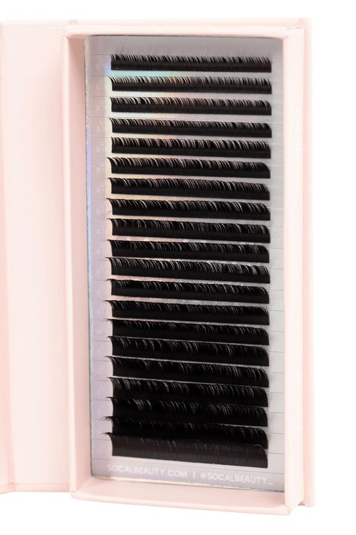 D Curl Mixed Lash Trays by SoCal Beauty - Faux Mink Eyelash Extensions 20 Rows per Tray, Color-Coded, Aluminum Backing & Window View - Salon Quality Lashes