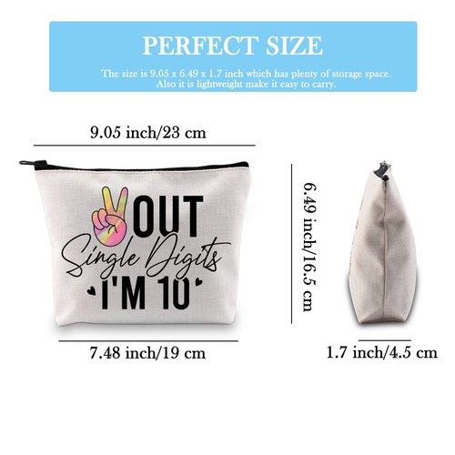 GJTIM Tenth Birthday Gift Double Digit Birthday Gift Peace Out Single Digits I’m 10 Makeup Bag (Out Single Bag)