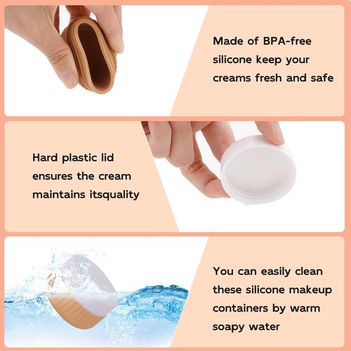 KOUWICH 8 Pack Travel Bottles TSA Approved 1oz 3oz Leak Proof Silicone Squeezable Containers in Clear Bag for Cosmetic Face Hand Body Cream