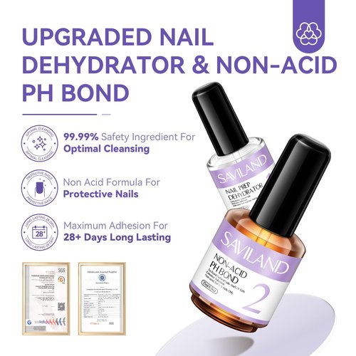 Saviland Monomer Acrylic Nail Liquid 8.11fl.oz & SAVILAND Nail Dehydrator and Primer