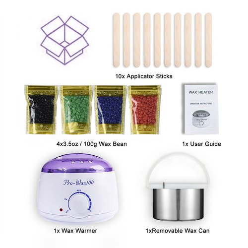 Portable Electric Wax Warmer Kit for Total Body Hair Removal - Melting Pot Hot Wax Heater with Accessories for Facial, Bikini, Armpit Waxing at Home for All Genders