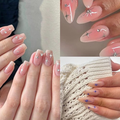 NOOEPC Star Nail Stickers, Nail Sstickers for Nail Art Decals Silver Gold Black Holographic Decals Supplies Design Decoration Accessories