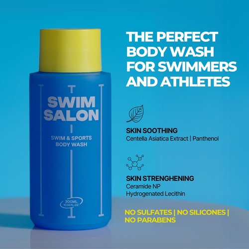 SWIM SALON Chlorine-Removing Body Wash for Swimmers | Vitamin C | Hydrating & Refreshing | Sulfate-Free, Silicone-Free, Paraben-Free (10.58 oz / 300g, Pack of 2)
