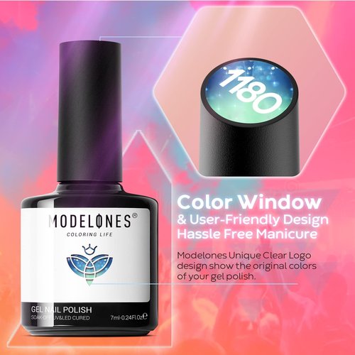 modelones Color Changing Gel Nail Polish Set 6 Colors, Sheer Pink Glitter Temperature Mood Changing Blue Green Orange Gel Polish Soak Off Nail Art Design Kit Manicure Salon DIY Gift