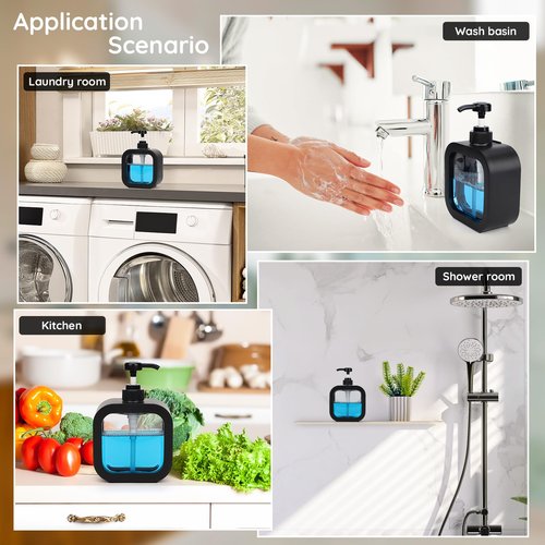 Segbeauty 2pcs 16.9oz Refillable Hand Soap Dispenser, 500ml Leak-Proof Liquid Soap Dispenser for Bathroom, Dish Soap Dispensers for Kitchen Sink, Black Empty Plastic Shampoo Pump Bottle with Labels