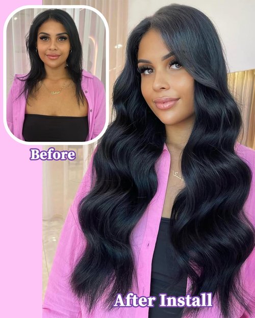 Body Wave Bundles Human Hair 16 Inch 12A Human Hair Bundles Real 100% Raw Unprocessed Brazilian Virgin Sew in Quick Weave Natural Black Deals Thick Hair Extensions