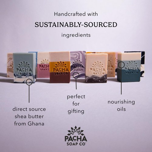 Pacha Soap Co. Caramel & Sea Salt Bar Soap - Roasted Pecans, Coffee & Brown Sugar Scent, Artisan Bar Soap for Hands, Face, and Body, Moisturizing, Handcrafted in the USA, 3-Pack (4 oz ea, 12 oz Total)