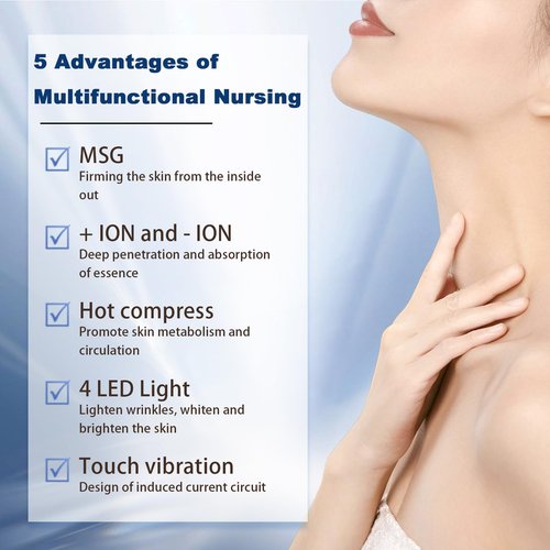 Facial and Neck Massager - SIQUER Red Light Therapy for Face 7 in 1 Face Sculpting Tool Multifunctional Face Lift Device for Lifting Double Chin and Skin Care, White