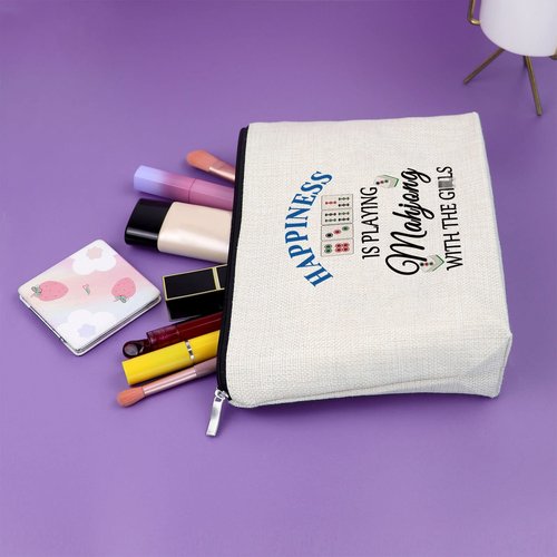 Mahjong Gift Makeup Bag Gifts for Mahjong Players Mahjong Themed Gifts for Women Sister Cosmetic Bag Gifts for Mahjong Lovers Retirement Birthday Travel Pouch