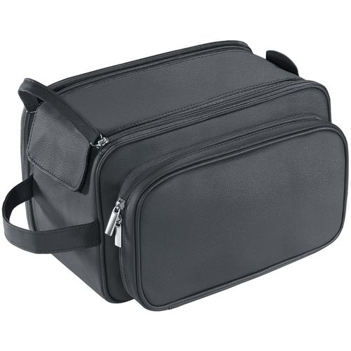Buruis Extra Large Toiletry Bag for Men, Travel Toiletry Organizer Dopp Kit Water-resistant Shaving Bags, PU Leather Cosmetic Bathroom Shower Bag for Toiletries, Grooming, Accessories (Black)