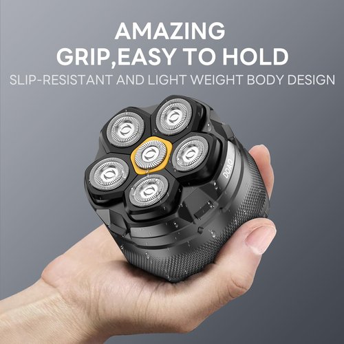 Head Shaver for Bald Men，DOAO Waterproof Wet Dry Bald Head Shavers, 6D LED Display Electric Rechargeable Head Shaving Kit with Type-C Charge