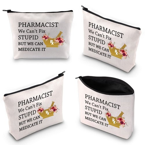 XYANFA Pharmacist Makeup Bag Thank You Gifts for Pharmacist Pharmacy Tech Canvas Bag Graduation Gift for Her (PHARMACIST We Can't Fix STUPID)
