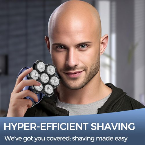 7 Blades Head Shaver Replacement Heads, Universal Fit for Electric Razors, Wet & Dry Use, 7D Floating Design, Stainless Steel Blade Heads, Ideal for Men's Face & Bald Head Shaving (2count)