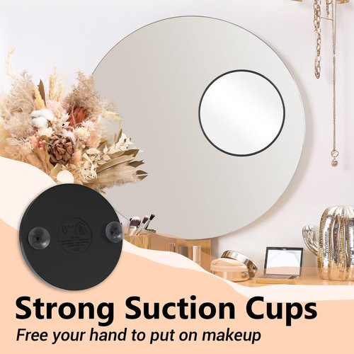 Magnifying Mirror, 10X & 20X & 30X Set, Magnified Mirrors 3.5" with Two Suction Cups, Travel Magnifying Mirror Set Comes with Portable Storage Bag, Compact Small Magnified Mirrors for Travel(Black)