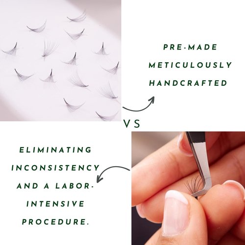 M curl 1200 Promade volume fans eyelash extension 8 sizes-in-1 round mixed box - 6D Premade fans 9-16mm, 0.07 - Pinneacle Lash Supply For Professional Lash Artists - Made in Vietnam (M curl)