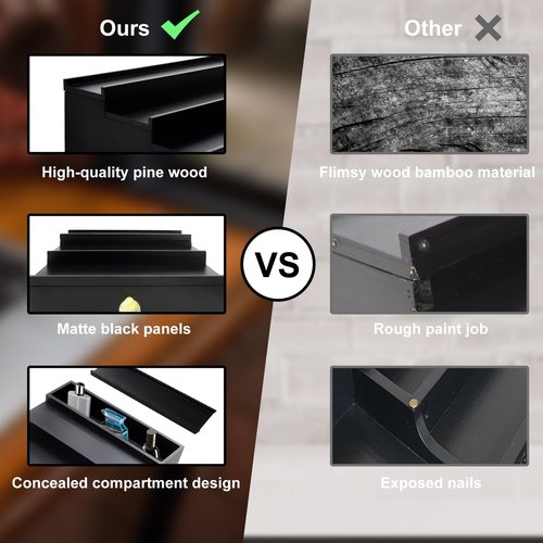 KALLODEAR Cologne Organizer for Men, 3 Tier Cologne Stand Organizer for Men, Wood Perfume Organizer with Felt Lining Drawer and Hidden Compartment, Great Gift for Men(Black)