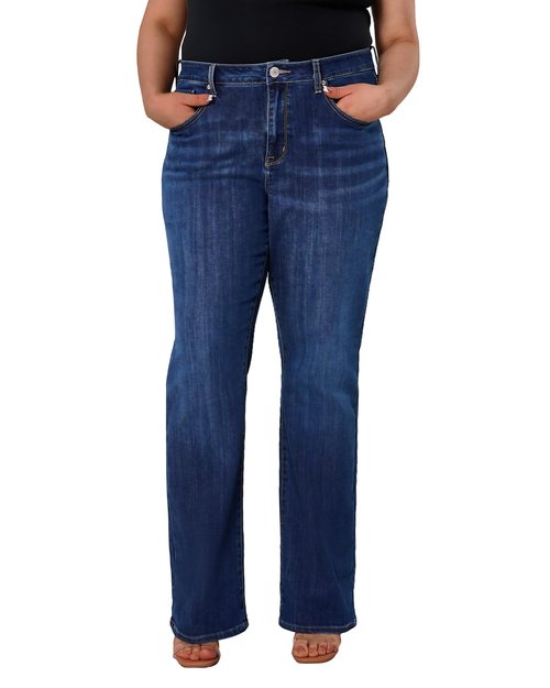 POTADY Women's Plus Size Bell Bottom Jeans High Rise Flare Jean Skinny Stretchy Denim Pants, 18R