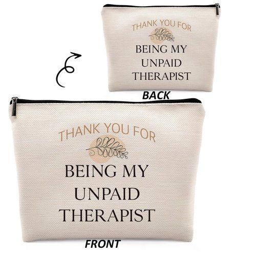 Dwept Funny Gifts for Women Cosmetic Bag, Friendship Gifts, Appreciation Gifts for Best Friends Coworkers Sisters Makeup Bag for Purse, Thank You for Being My Unpaid Therapist Travel Toiletry Bag